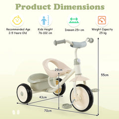 Toddler Tricycle with Removable Rear Storage Basket for Boys and Girls 2-5 Years Old-Green