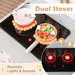 Toddler Pretend Play Kitchen with Light up Stove and Cooking Sounds-White