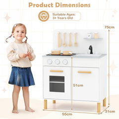 Toddler Pretend Play Kitchen with Light up Stove and Cooking Sounds-White