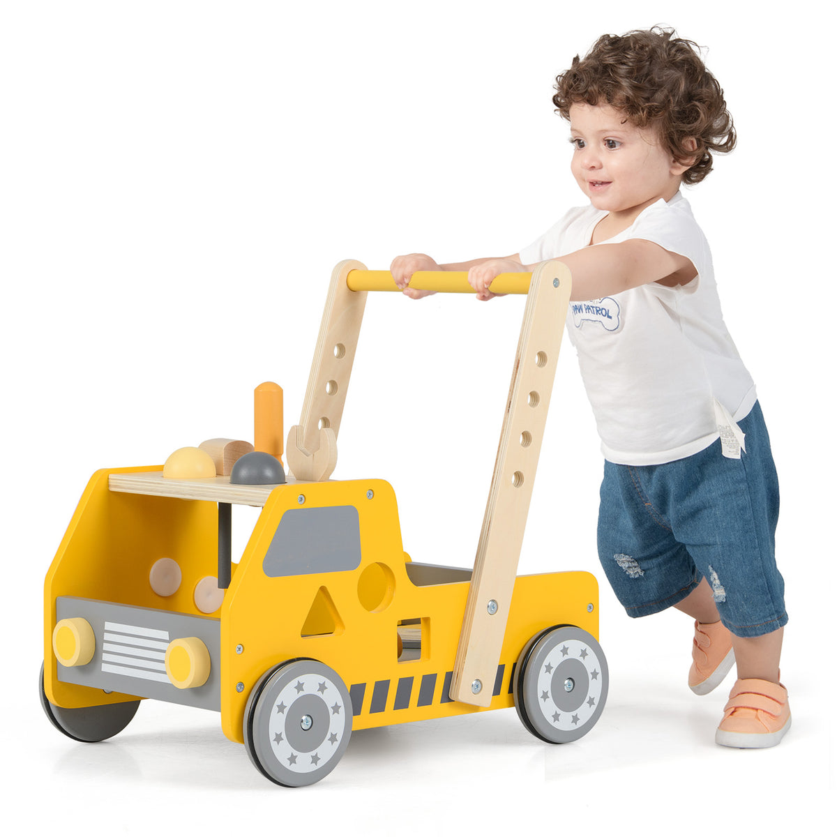 Toddler Push Walker with Adjustable Speed and Bottom Storage-Yellow