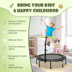 110 CM Mini Trampoline Bounce with Height Adjustable Handrail-Green