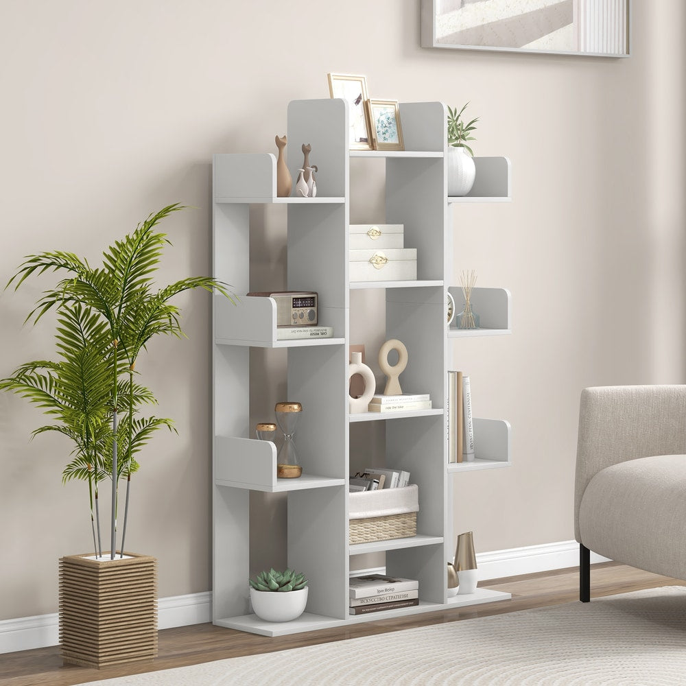 Tree Bookshelf Corner Books Storage Organizer in Grey