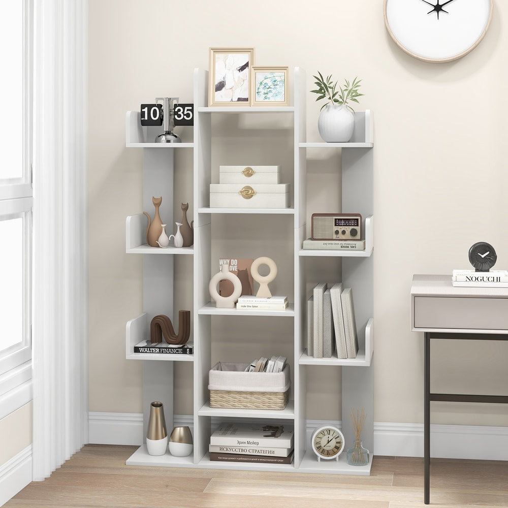 Tree Bookshelf Corner Books Storage Organizer in Grey