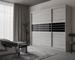 DOVER 250cm Sliding Door Wardrobe Oak Craft / Graphite Glass