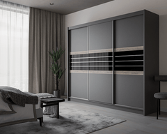 DOVER 250cm Sliding Door Wardrobe Lava / Black Glass