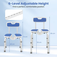 Adjustable height diagram for the shower stool