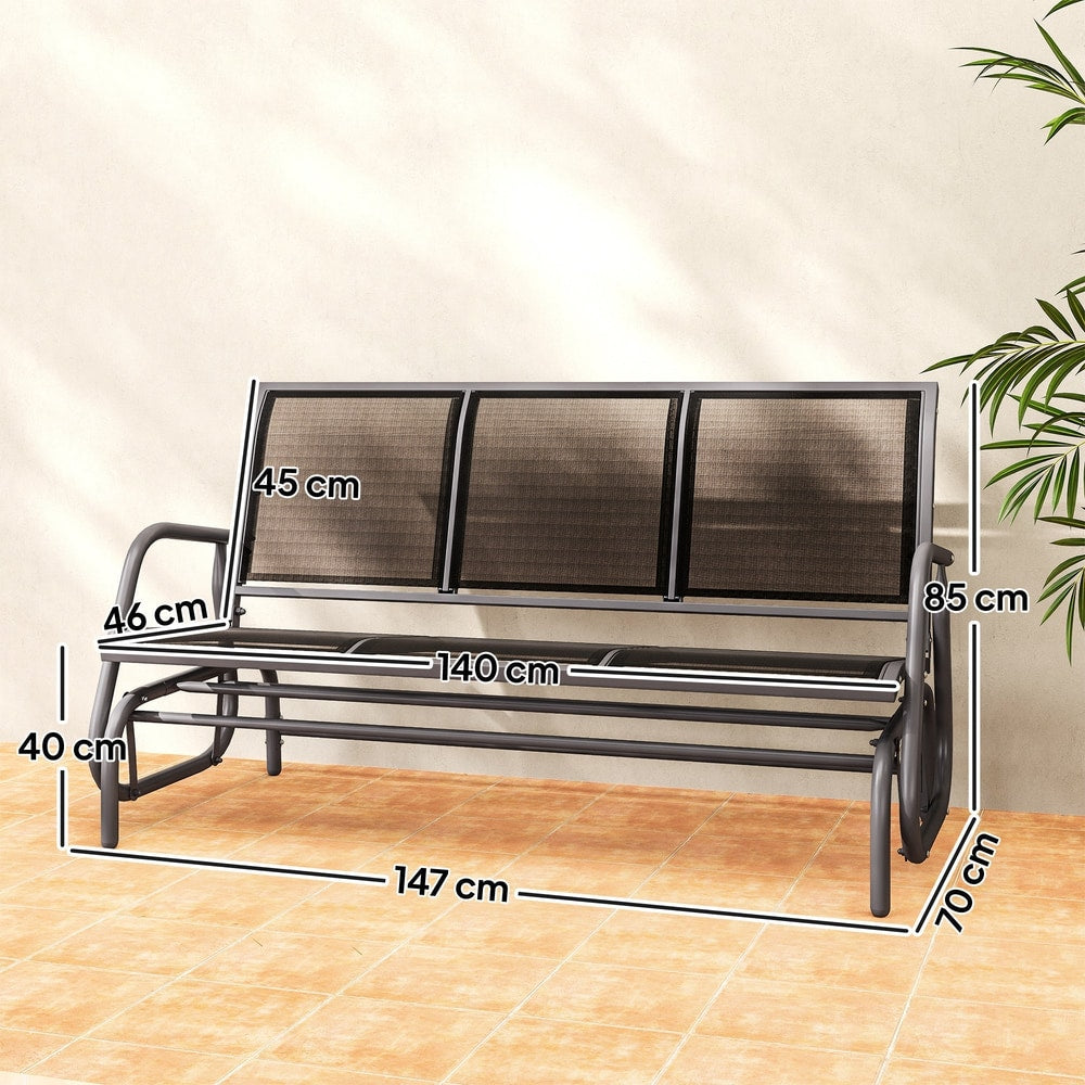 Outsunny 3-Seat Glider Rocking Chair for 3 People Garden Bench Patio Furniture Metal Frame, Black - product image 3