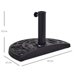 Outsunny 9kg Resin Parasol Base, Half Round Umbrella Stand with Floral Design for Garden, Outdoor, Suitable Umbrella Rod:
