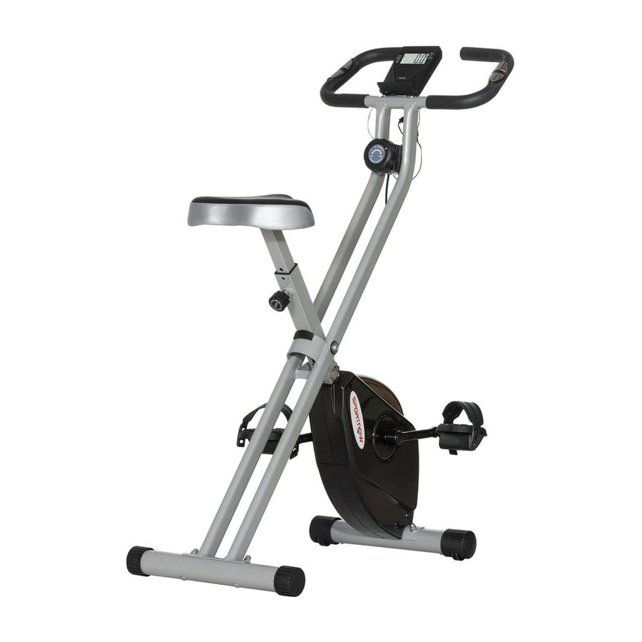 SPORTNOW Folding and Quiet Exercise Bike with 8-Level Magnetic Resistance and Heart Rate Sensor, for Home Gym, Black and Grey