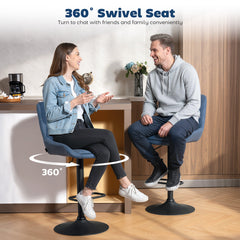 HOMCOM Set of Two Faux Leather Retro Bar Stools - Dark Blue