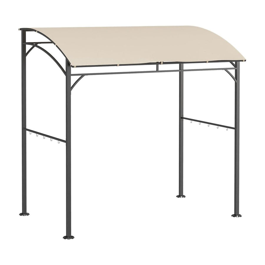 Outsunny 2.2 x 1.5 m BBQ Grill Gazebo Tent, Garden Grill with Metal Frame, Curved Canopy and 10 Hooks, Outdoor Sun Shade