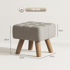 HOMCOM Linen-Look Square Padded Footstool - Light Brown