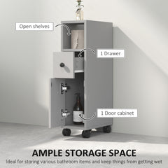 kleankin Slimline Bathroom Storage Cabinet - Grey