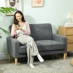 HOMCOM Two-Seater Velvet-Feel Sofa - Grey