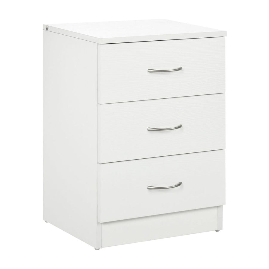 HOMCOM Three-Drawer Simple Bedside Table - White