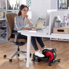 Under Desk Elliptical Pedal Exerciser Adjustable Magnetic Resistance-Red