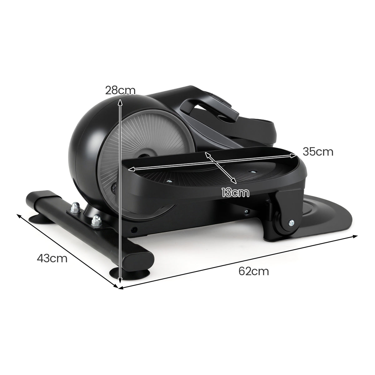 Under Desk Elliptical Pedal Exerciser Adjustable Magnetic Resistance-Silver