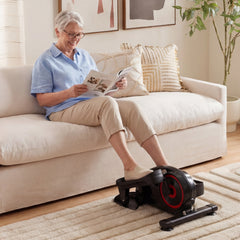 Under Desk Elliptical Pedal Exerciser Adjustable Magnetic Resistance and Whisper Quiet-Red