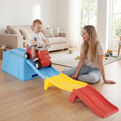 Up and Down Roller Coaster Expandable Roller Coaster Kids Ride on Toy with Storage Box-Blue