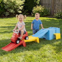 Up and Down Roller Coaster Expandable Roller Coaster Kids Ride on Toy with Storage Box-Blue