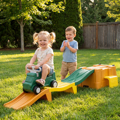 Up and Down Roller Coaster Expandable Roller Coaster Kids Ride on Toy with Storage Box-Coffee