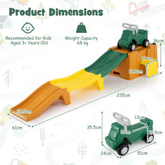Up and Down Roller Coaster Expandable Roller Coaster Kids Ride on Toy with Storage Box-Coffee