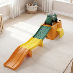 Up and Down Roller Coaster Expandable Roller Coaster Kids Ride on Toy with Storage Box-Coffee