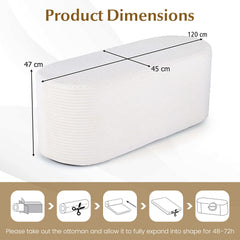 Upholstered Ottoman Bench 120CM Modern End of Bed Stool with Corduroy Fabric-White