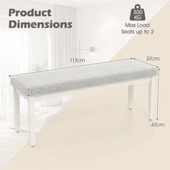 Upholstered Dining Bench Shoe Bench with Rubber Wood Legs and 300 KG Max Load-Light Grey