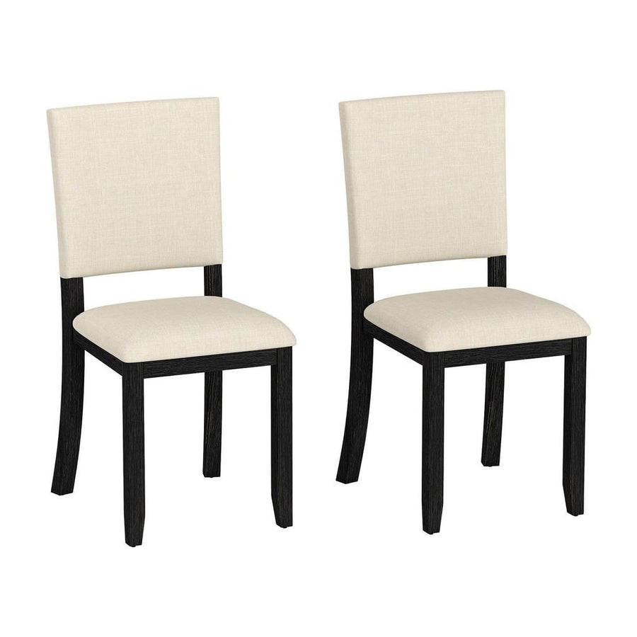 Upholstered Dining Chairs Set of 2 with Soft Padded Seat and Solid Wood Frame-Beige