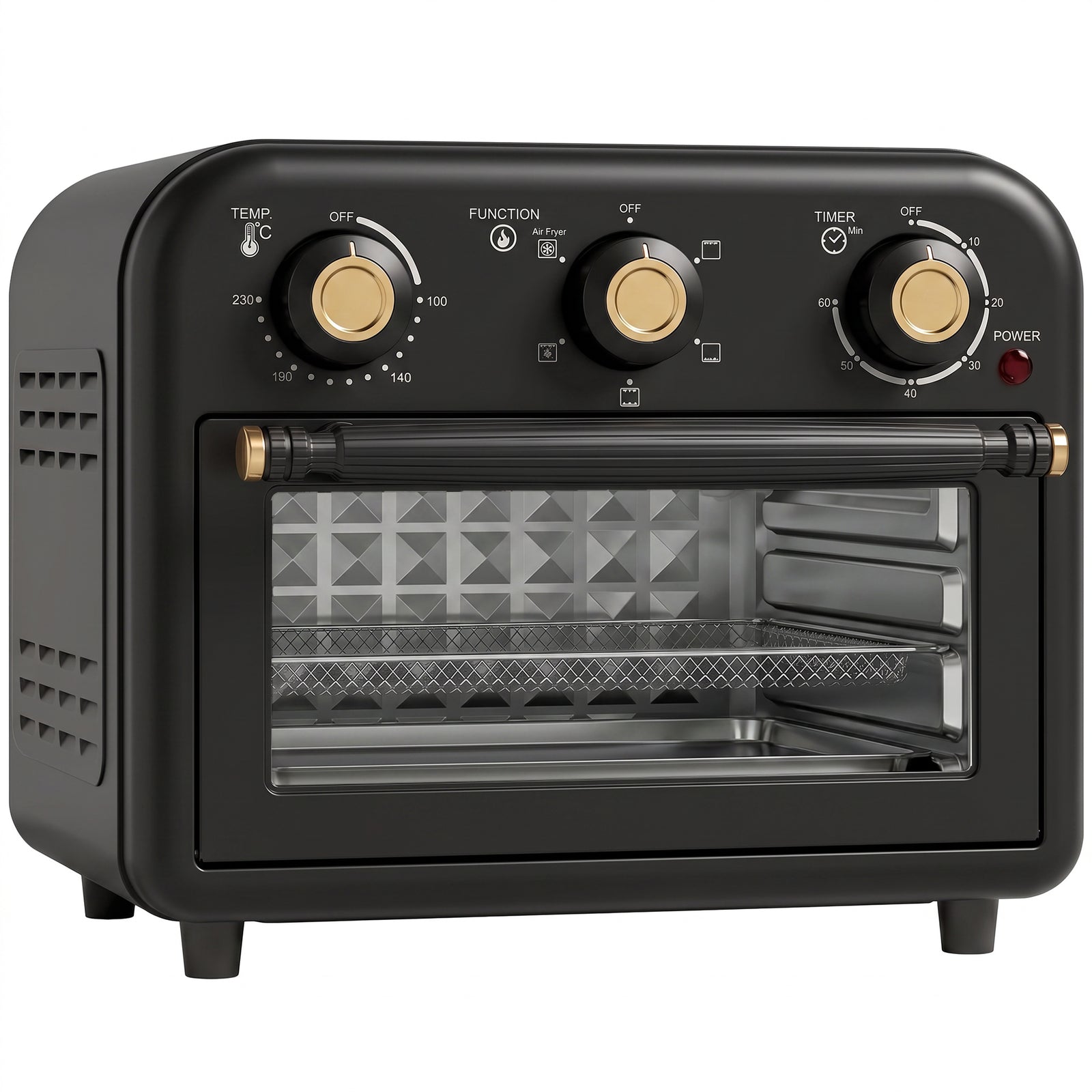 HOMCOM Air Fryer Toaster Oven, Convection Countertop Oven, with Adjustable Temperature and Timer, 12 L, Black