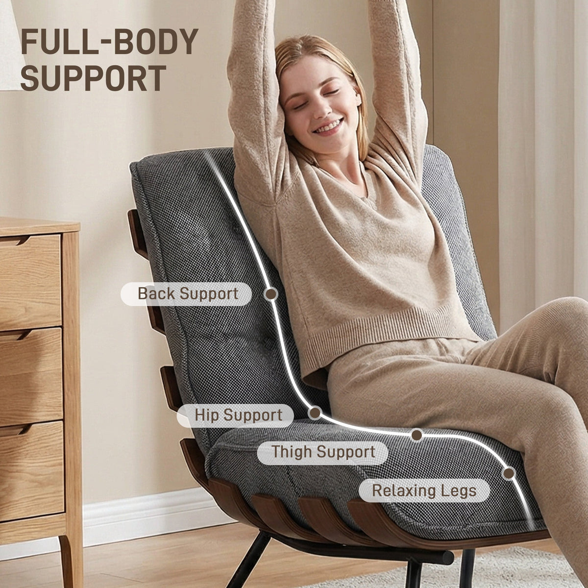 HOMCOM Accent Chair, Linen-look Fabric Reading Chair with Spring Cushion, Slatted Support, Steel Frame, Dark Grey