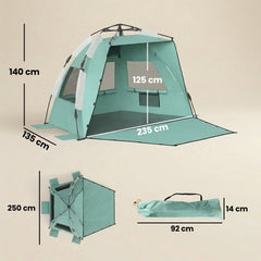Dimensions of the pop up beach tent and its carry bag