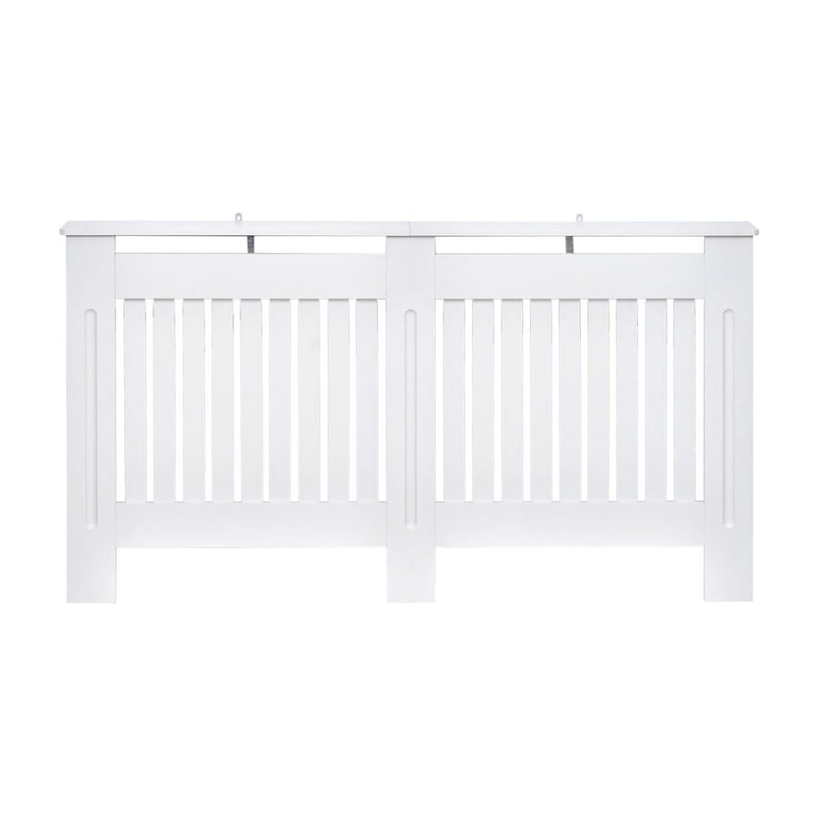 HOMCOM Slatted Radiator Cover Painted Cabinet MDF Lined Grill in White (152L x 19W x 81H cm)