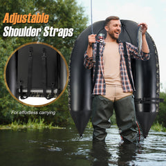 V-Shaped Fishing Float Tube with Rod Holder-Camouflage