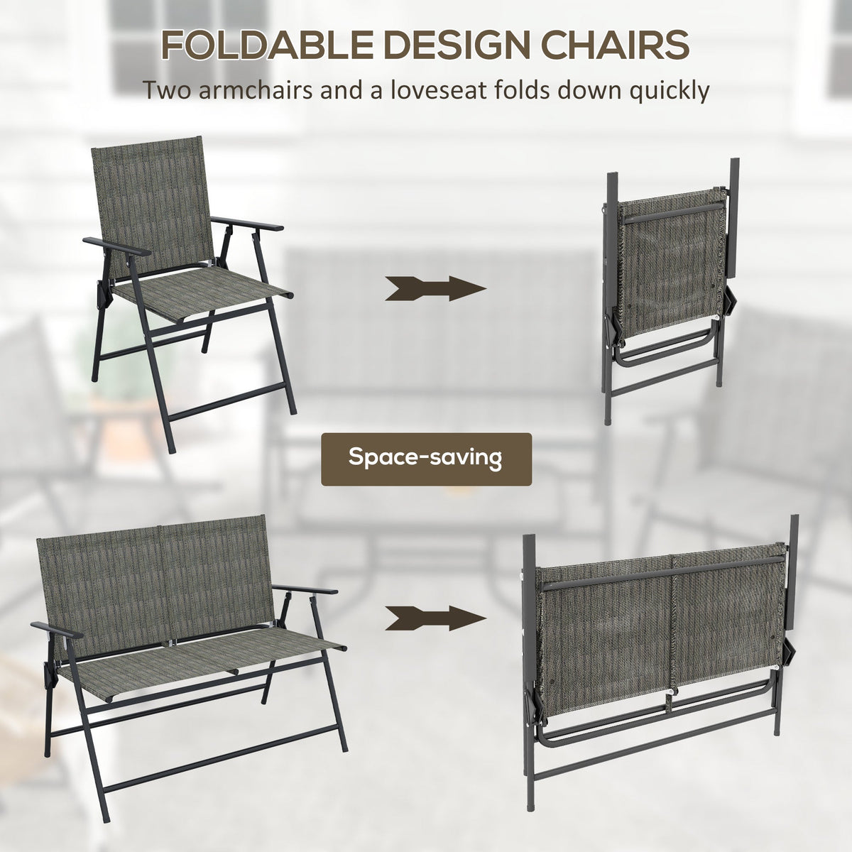 Outsunny Four-Piece Metal Garden Sofa Set - Mixed Brown