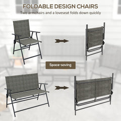 Outsunny Four-Piece Metal Garden Sofa Set - Mixed Brown
