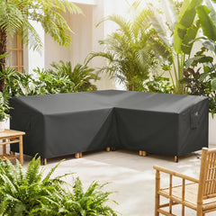 Outsunny V-Shaped Patio Furniture Cover, Waterproof Outdoor V-Shaped Sectional Sofa Cover, Anti-UV with Air Vent, Black