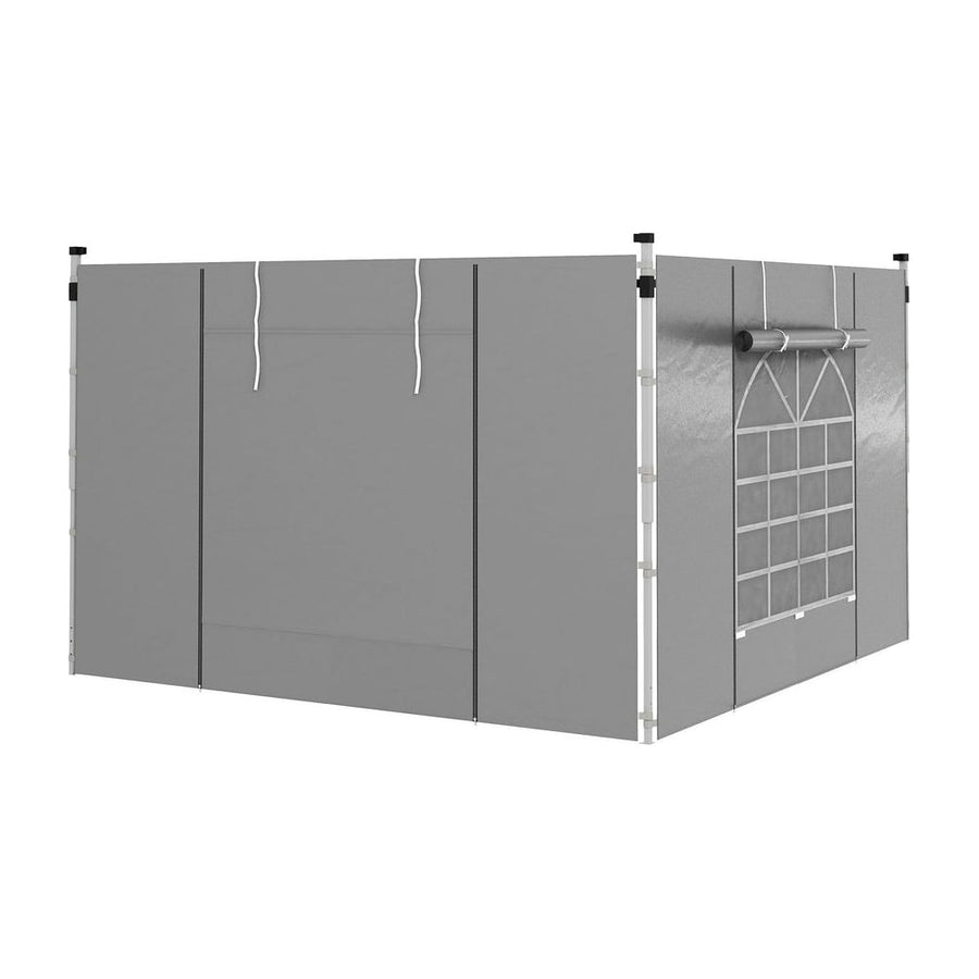 Outsunny Gazebo Side Panels, 2 Pack Sides Replacement, for 3x3(m) or 3x6m Pop Up Gazebo, with Windows and Doors, Light Grey