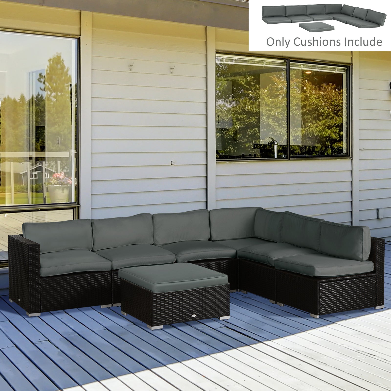 Outsunny 14-Piece Dining Set Cushions - Grey