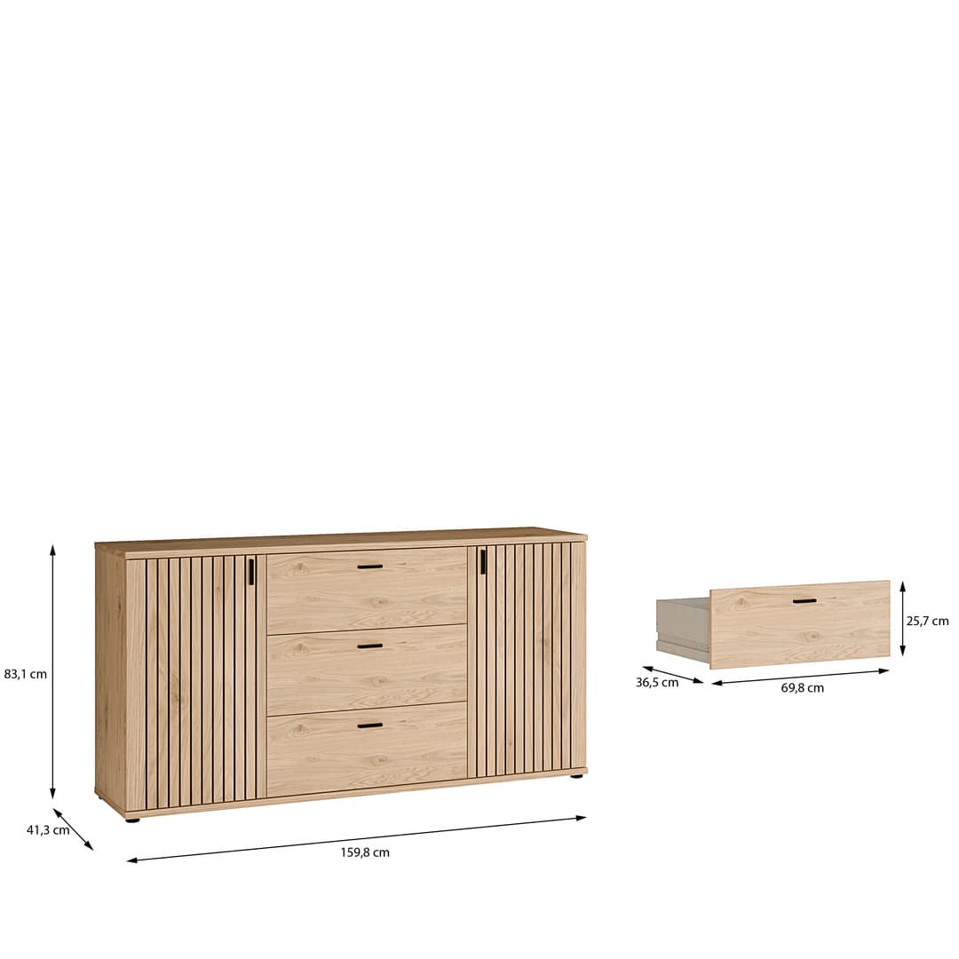 Verniq Sideboard Cabinet 160cm in Oak Natural, image 6