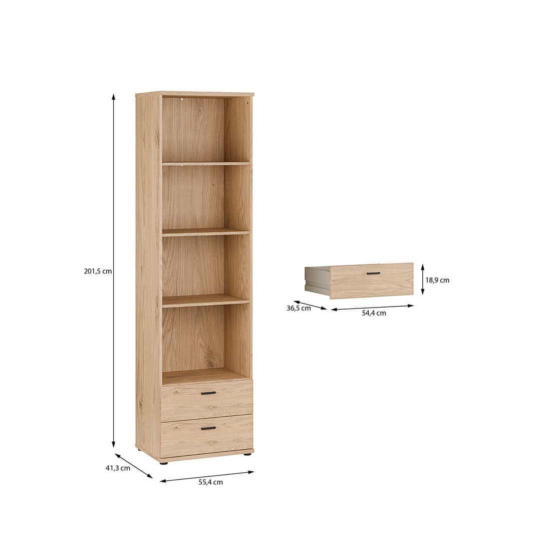 Verniq Bookcase 55cm in Oak Natural, image 12