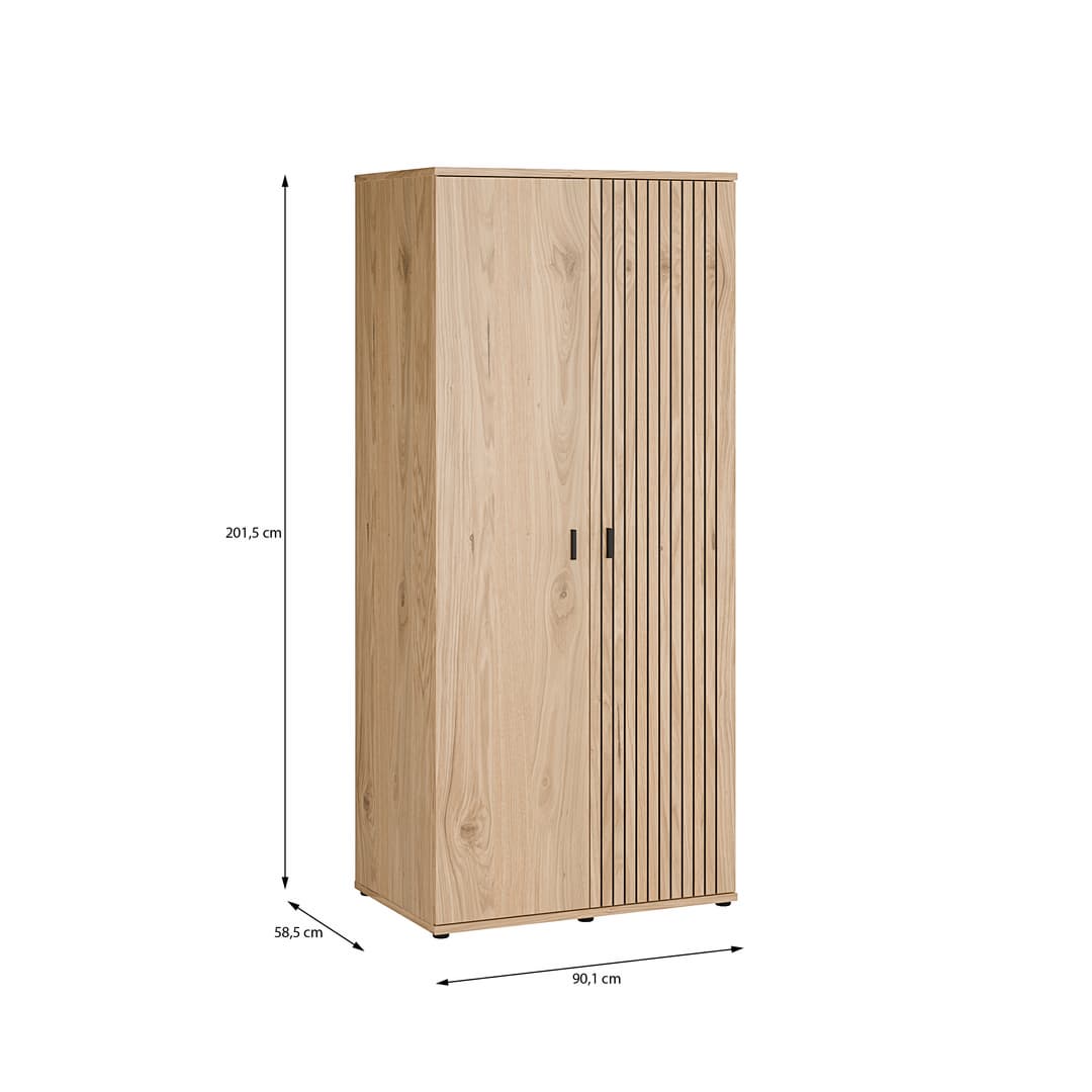 Verniq Hinged Door Wardrobe 90cm in Oak Natural, image 8