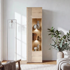 Verniq Tall Display Cabinet 55cm in Oak Natural, image 2