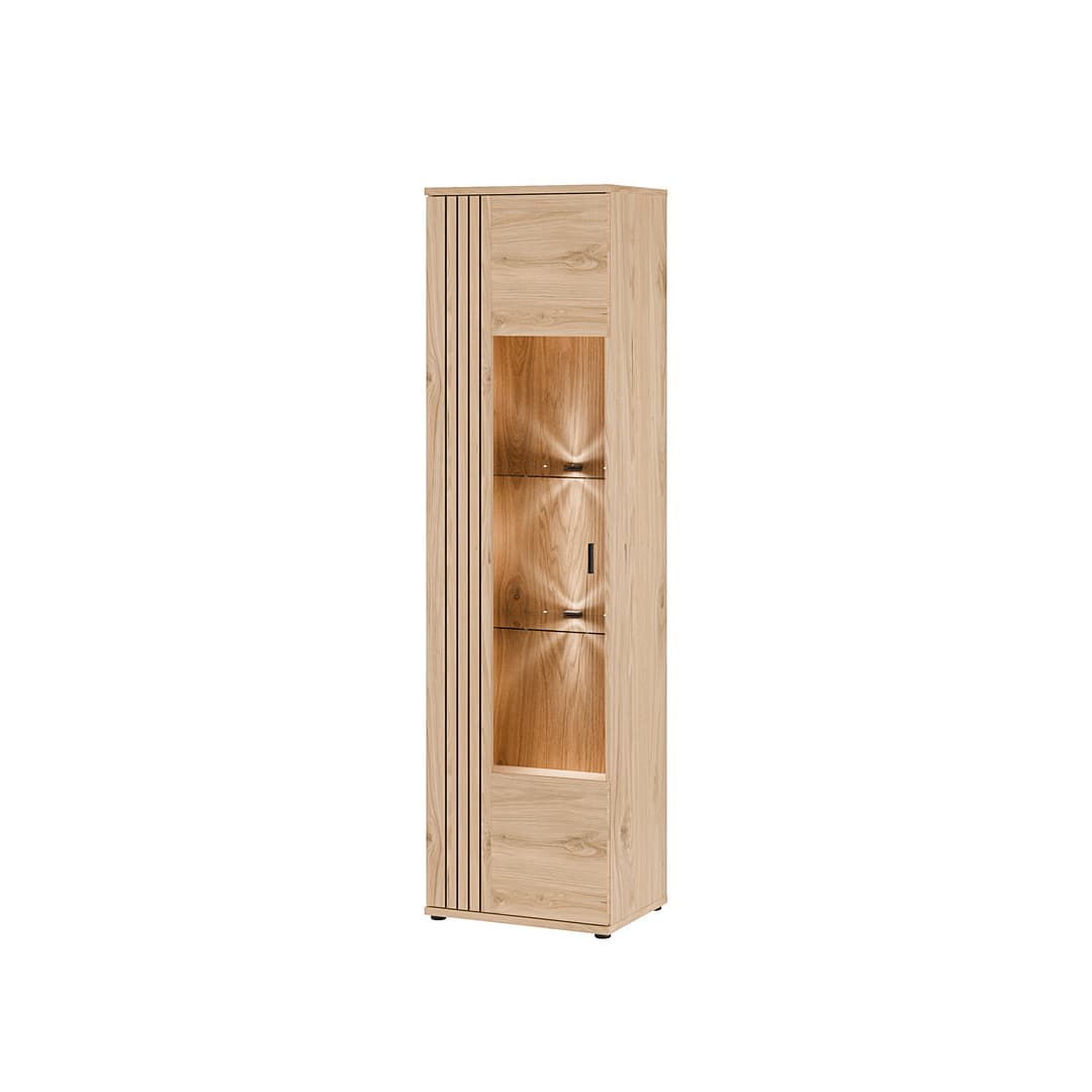 Verniq Tall Display Cabinet 55cm in Oak Natural, image 11