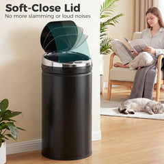 HOMCOM 42L Automatic Motion Sensor Rubbish Bin with Fingerprint Resistant, Stainless Steel, Black