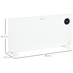 Dimensions of the electric convector heater showing height and width