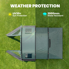 Outsunny Two Room Tunnel Tent Camping Tent for 3 Man with Windows, Covers, Carry Bag, for Fishing, Hiking, Sports, Green