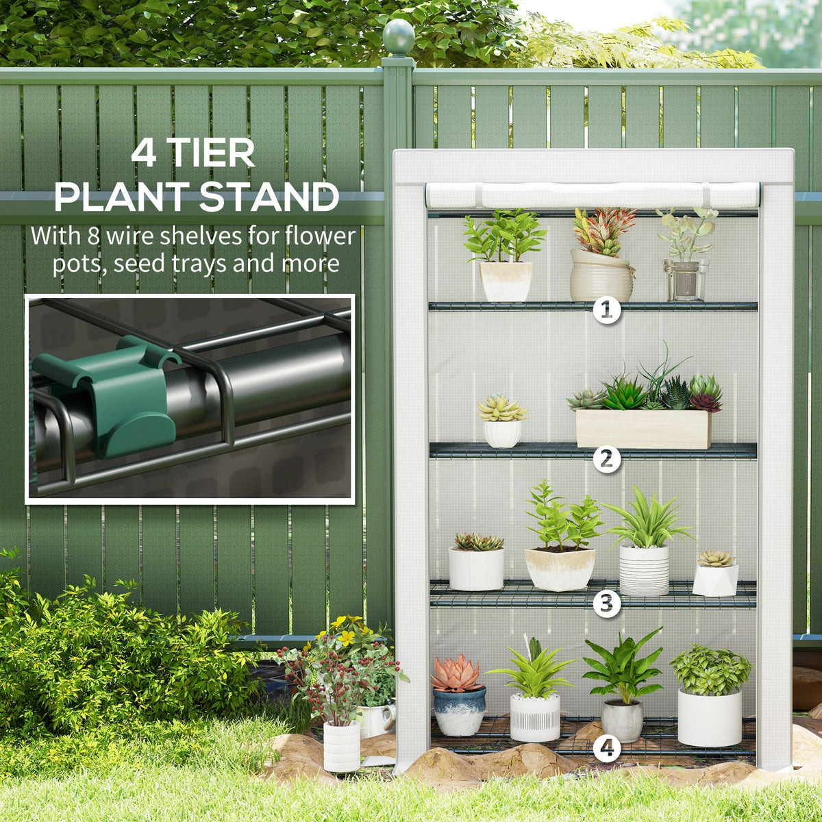 Outsunny Four-Tier Mini Greenhouse - Grey/White