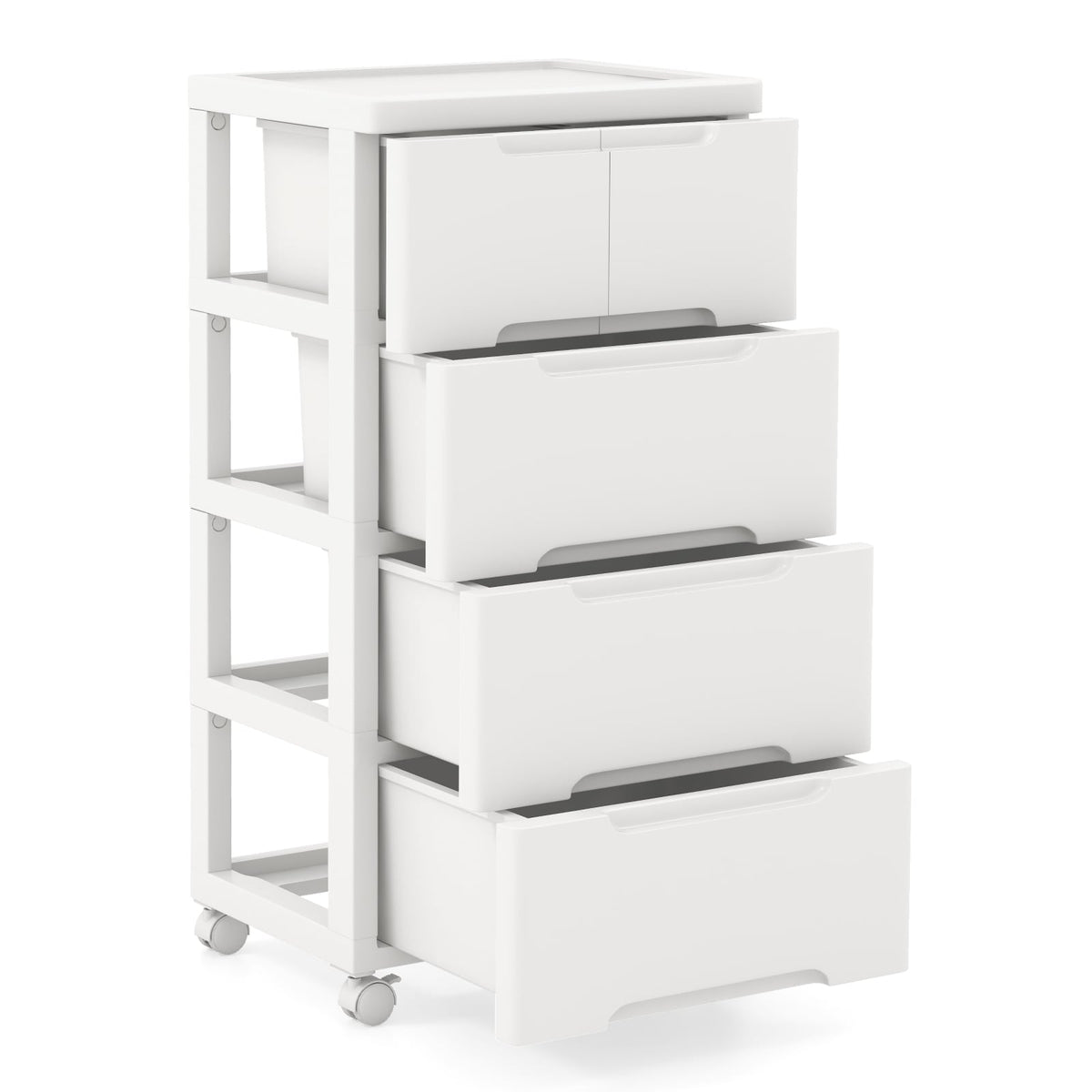 Vertical Rolling Storage Cabinet with Universal Wheels and Lockable Wheels-4 Drawers